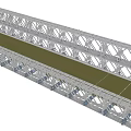 Steel Truss Bridge Structure With Green Deck And Metal Framework Design 3d model