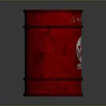 Red Metal Drum With Textured Surface And Glossy Finish On Gray Background