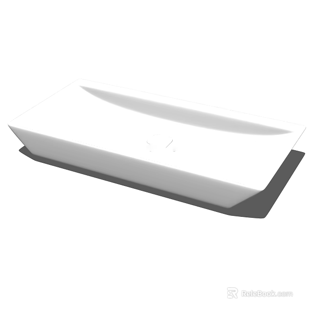 White Modern Washbasin For Bathroom With Sleek Rectangular Design And Smooth Surface 3d model 