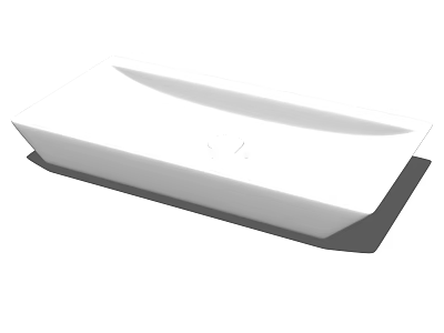 White Modern Washbasin For Bathroom With Sleek Rectangular Design And Smooth Surface 3d model