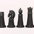 Black Chess Pieces Set Featuring King Queen Knight For Strategic Board Game Entertainment