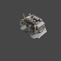 Old Car Engine Bay With Mechanical Parts Pipes And Battery Components