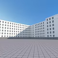 Modern White Office Building Exterior With Multiple Windows And Open Square 3d model