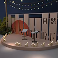 Commercial Equipment For Modern Exhibition Space With White High Top Tables And People Interacting