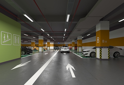 Modern Parking Underground Garage 3d model