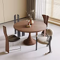 Modern Dining Table and Chair Combination Dining Chair Round Dining Table 3d model