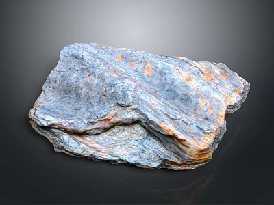 Natural Stone With Rough Textured Surface And Gray Orange Color Hues For Interior Decoration Projects 3d model