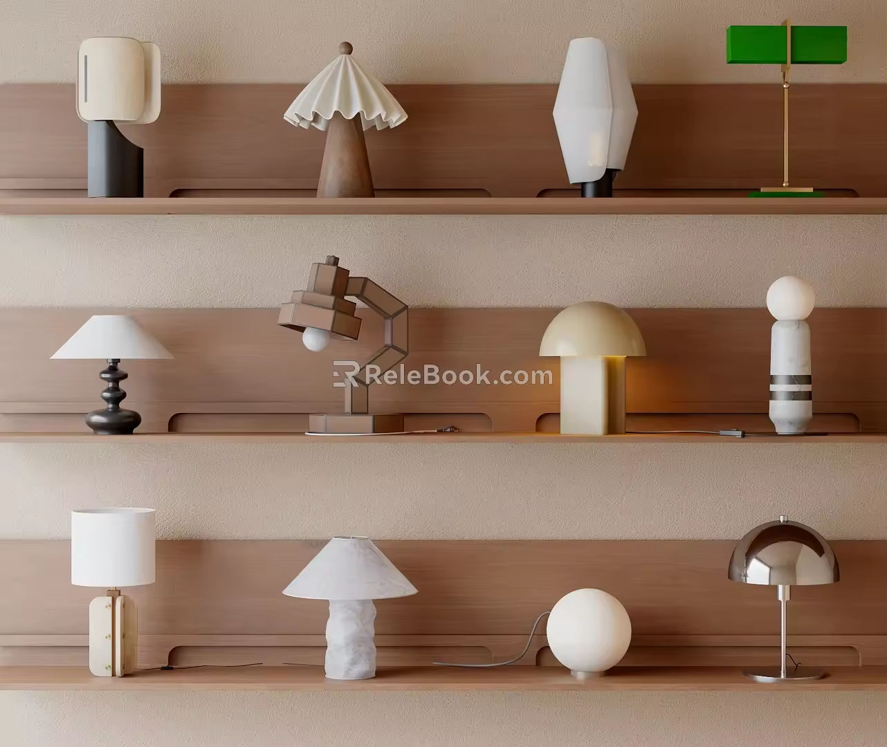 Silent Cream Wind Table Lamp 3d model