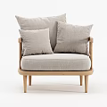 Nordic Single Sofa Solid Wood Single Sofa 3d model