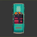 Vintage Turquoise Blue Convertible Car With Open Top And Red Seats Retro Design
