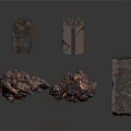 Irregular Wooden Stone Decorative Pieces with Natural Texture and Glowing Lines