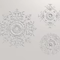 White Ornate Carvings Featuring Intricate Circular Patterns For Decorative Ceiling Art 3d model