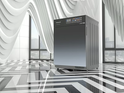 Sleek Modern Washing Machine With Digital Control Panel In Contemporary Stylish Room 3d model