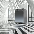 Sleek Modern Washing Machine With Digital Control Panel In Contemporary Stylish Room
