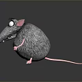 Cute Cartoon Gray Rat Plush Toy With Big Eyes Pink Ears And Paws