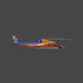 Orange and Blue Ambulance Helicopter with Medical Rescue Design and Rotors