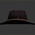 Dark Red Woven Cowboy Hat With Wide Brim Orange Band And Circular Holes