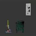 Essential Roadside Toll Equipment With Yellow Barrier Red Cone White Machine And Blue Rail