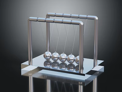 Modern Metal Frame Furniture With Hanging Metal Balls And Smooth Polished Base 3d model