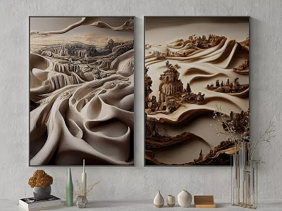 3D Landscape Decorative Paintings On Wall With Home Decor Accents 3d model