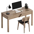 Log wind computer table and chair combination 3d model