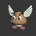 Cartoon Character Creature With Brown Body White Wings Large Eyes Frowning Expression And Short Legs