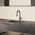Modern Kitchen Interior With Marble Countertop Island Sink Faucet And Cabinets