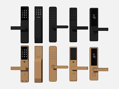 Smart Door Locks With Digital Keypad Display Screen And Multiple Colors 3d model