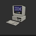 Vintage IBM Computer System With Monitor Desktop Unit And Keyboard