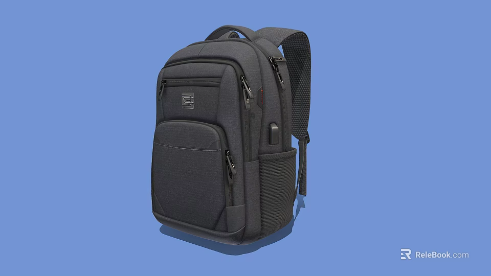 Black Practical Backpack With Multiple Zipper Pockets And Durable Material For Commuting 3d model