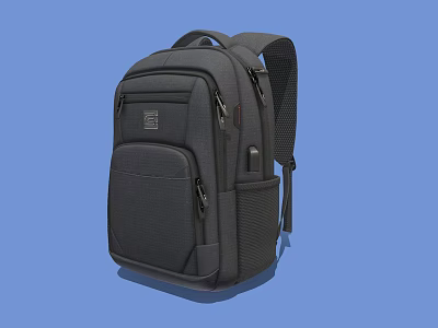 Black Practical Backpack With Multiple Zipper Pockets And Durable Material For Commuting 3d model