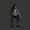 Realistic 3D Carnivorous Dinosaur With Head Crest Open Mouth And Brown Skin On Grey Background