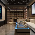 Modern KTV Room Interior Design With Starry Ceiling Large Screen Sofa And Coffee Table 3d model