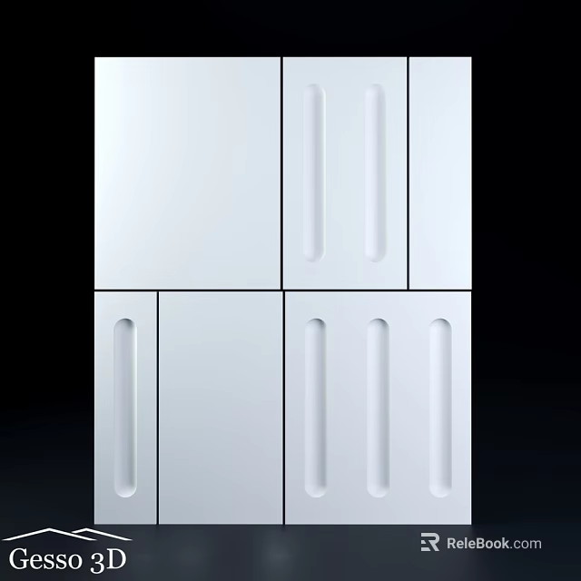 Modern White Wall Design With Vertical Grooves And Smooth Surface 3d model 