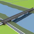 3D Rendered Modern Highway Bridge Spanning Wide River Connecting Opposite Urban Road Sides