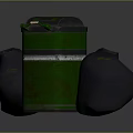 Green Household Trash Bin With Two Black Garbage Bags For Daily Use