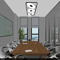 Modern Public Office Space With Spacious Workstations Computers Ergonomic Chairs And Natural Light 3d model