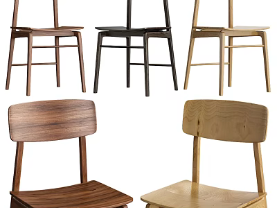Modern Leisure Chairs With Various Wooden Designs And Different Natural Color Finishes 3d model