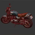 Vintage Teal Motorcycle With Brown Leather Seat And Metallic Design Elements
