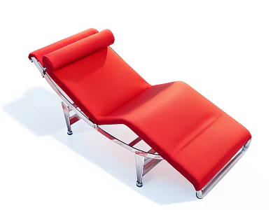 Stylish Red Modern Leisure Chair With Adjustable Backrest And Metal Frame Design 3d model