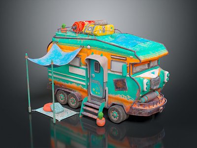 Industrial LOFT RV Camper Car Camper Car Camper Trailer 3d model