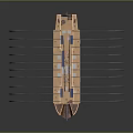 Wooden Boat With Multiple Oars Classic Design Blue Accents And Detailed Structure