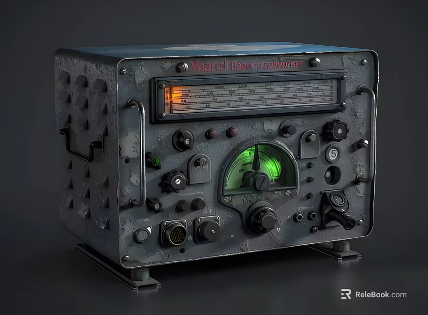 Vintage Radio Communication Device With Metal Case Knobs Dials And Indicator Lights 3d model 