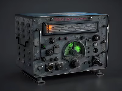 Vintage Radio Communication Device With Metal Case Knobs Dials And Indicator Lights 3d model