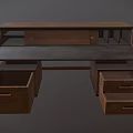 Classic Wooden Writing Desk with Spacious Desktop Multiple Drawers and Compartments 3d model