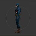 Captain America Game Movie Character Standing In Blue Uniform With White Star And Red Stripes