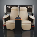 Modern Multi Seat Sofa With Beige Leather Upholstery And Black Armrests