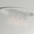 Modern White Ceiling Chandelier With Slender Hanging Lines And Small LED Lights