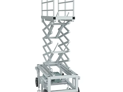 Industrial Mobile Scissor Lift Platform With Hydraulic Lifting Mechanism And Safety Rails 3d model