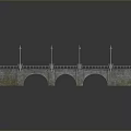 Detailed Stone Bridge Model With Multiple Arches And Street Lamps On Sides